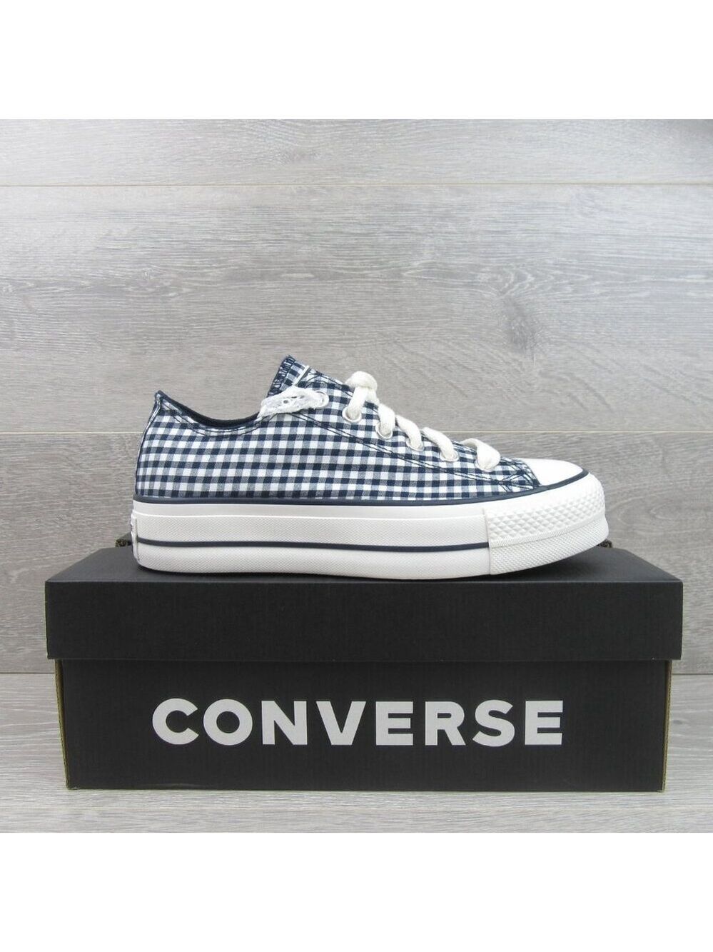 Converse CTAS Lift Platform Gingham Womens Size 8 Obsidian White NEW - Picture 2 of 16